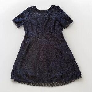 Wallis Black Lace Dress Women Sz 16 EUR 48 UK 20 ALine Party Grunge Classy Event
